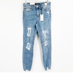 Judy Blue High Rise Gingham Skinny Fit Jeans NWT